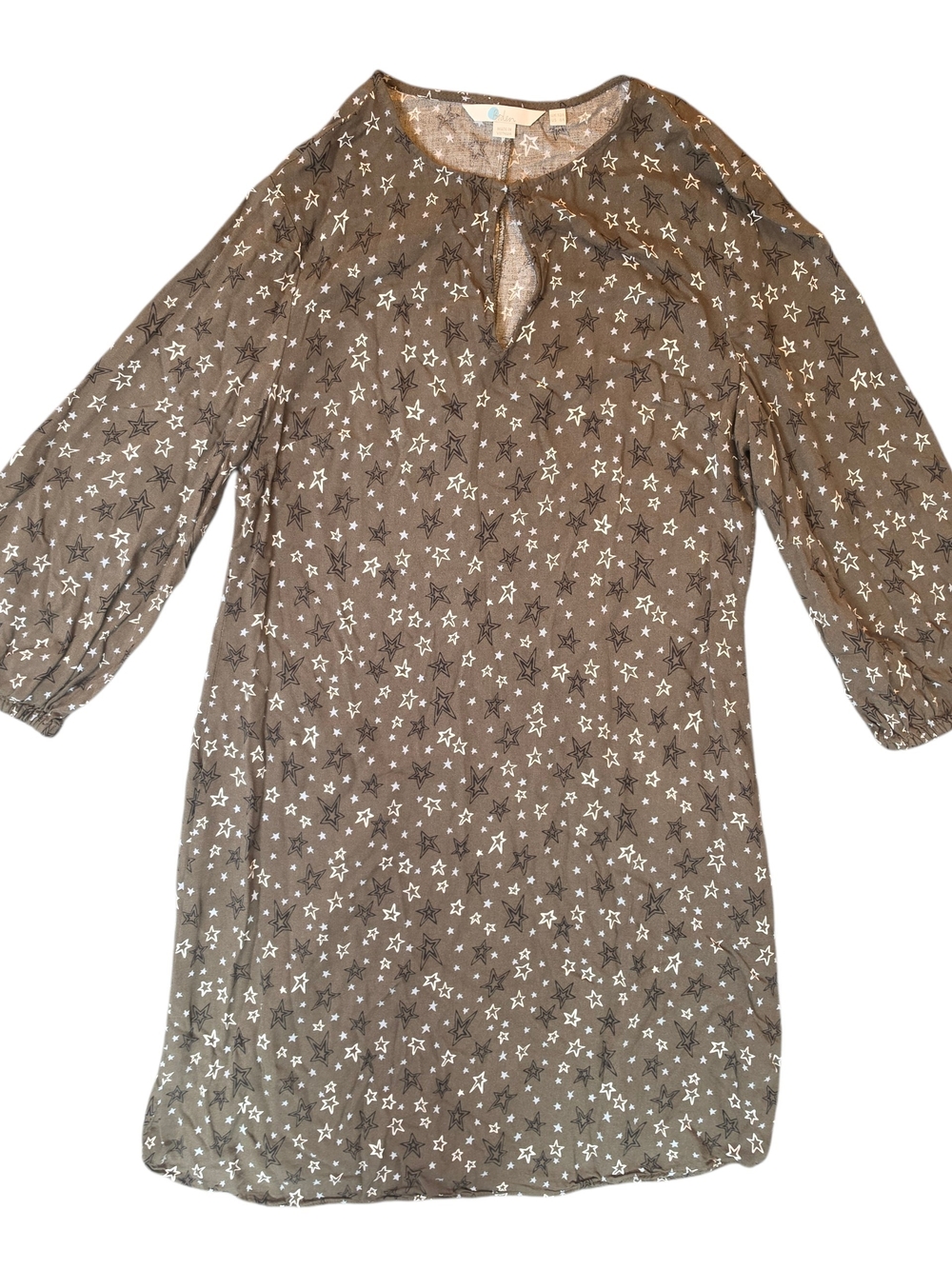 Boden Vanessa Sketchy Stars Dress 6 Olive Green Fairy Bohemian Hippie Preppy